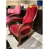 Image 2 : VINTAGE TUFTED BACK WOOD & FABRIC ROCKING CHAIR