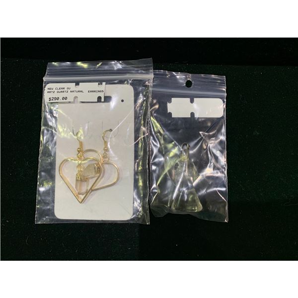 CLEAR QUARTZ ANGEL PENDANT RETAIL (BROKEN ARM) & NEW CLEAR QUARTZ NATURAL EARRINGS RETAIL $290