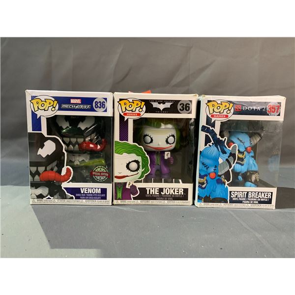 FUNKO POP! HEROES THE JOKER #36, GAMES SPIRIT BREAKER #357 & VENOM #836