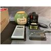 Image 2 : BOX OF ASSORTED ITEMS INCLUDING; VINTAGE GENERAL ELECTRIC RECORDER, VINTAGE VIVITAR FLASH, LEUPOLD