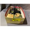 Image 4 : BOX OF ASSORTED ITEMS INCLUDING; VINTAGE GENERAL ELECTRIC RECORDER, VINTAGE VIVITAR FLASH, LEUPOLD