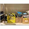 Image 2 : SHELF OF ASSORTED ITEMS INCLUDING; RYOBI BATTERY & CHARGER, DVD'S, PAIR OF HELLY HANSEN WORK BOOTS
