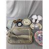 Image 1 : Lot Of Vintage Décor - China Platters, Viking E.P Copper Cream/Sugar,Tray Mirror & More