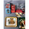 Image 2 : Misc Lot - Pepsi Cola Tin w/ Trading Cars, Coca Cola Playing Cards, Tin Trays & More