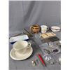 Image 2 : Misc Lot - Wood Folding Ruler, 1955 Medicine Hat Stampede Mug, Pins & More