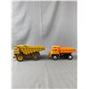 Image 2 : 2 Vintage Dump Trucks - Large Metal One Is Made By ERTL. Smaller One Is Battery Operated