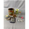 Image 1 : Misc Lot - Souvenier Glasses,Mini Coca Cola Bottle, Trinket Box, Kitchen Tins & More