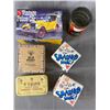 Image 2 : Misc Lot - 2 Ren & Stimpy Smashed Mugs, 1:25 Scale AMT Vintage Police Car Model, Tins & More