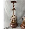 Image 2 : Vintage Burl Clock (28" W), 2 Candle Holders (Approx. 23 1/2" H) & Train On Railway Spike