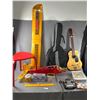Image 1 : Collector Tins, Red Wood Stool, Guitar w/Soft Case, Remote Control Plane & More