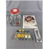 Vintage Lot - Nabob Coffee Jar w/Bottled Extracts, Milk Jars, Personalized Silver Plated Spoons & Mo