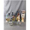 Lot Of Home Décor - Metal CandleBra, Figurines, Stein w/ Pewter Top, Bell's Scotch Whisky Decanter &