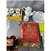 Image 3 : Large Glass Punch/Salad Bowl, Viceroy Royal Bone China Pieces, Wood Handle Mugs On Tray & More. NO S
