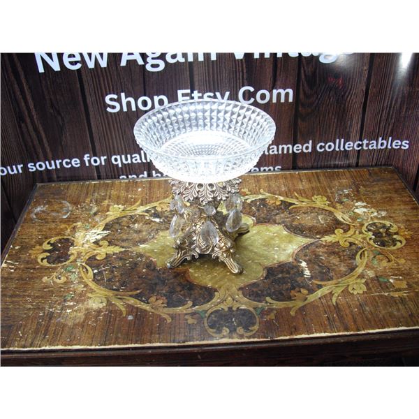 Brass and Crystal Glass Compote