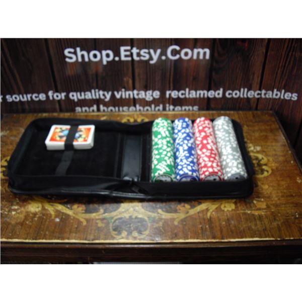 POKER CHIP SET in leather RBC case