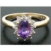 Image 2 : 14k Yellow Gold 1.25 ctw Oval Amethyst Solitaire & 12 Round Diamond Halo Ring