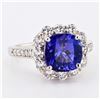 Image 3 : 4.00 ctw Tanzanite and 1.20 ctw Diamond Platinum Ring