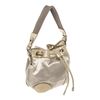 Image 2 : Chanel Drawsting Bucket Bag Silver Satin/Leather