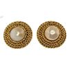 Image 1 : Chanel Gold CC Pearl Braided Disc Earrings