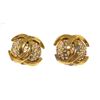 Image 1 : Chanel Gold CC Rhinestone Clip On Earrings