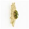 Image 5 : Vintage Retro 14K Gold Peridot & Diamond Cluster Radiating Spray Flower Brooch