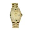 Image 2 : Rolex Mens Quickset 18K Yellow Gold Factory Champagne Diamond Dial Emerald Bezel