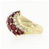 Image 6 : Vintage 14k Yellow Gold 3.32 ctw Marquise Blood Red Ruby Round Diamond Band Ring