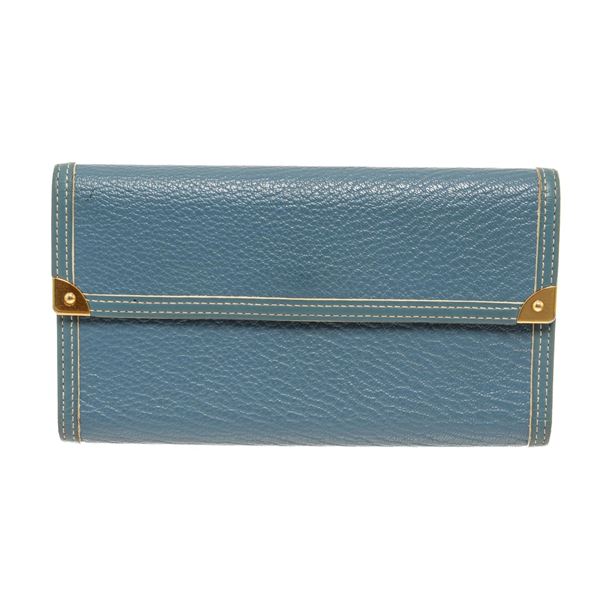 Louis Vuitton International Wallet Blue Suhali Blue Leather