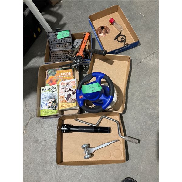 Assorted tools and books etc