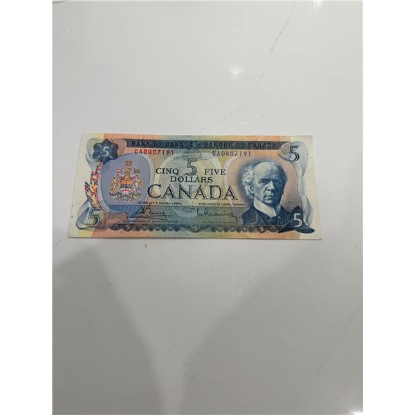 1972 Canada $5 bill