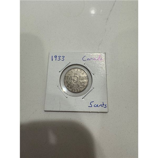 1933 Canada 5 cents