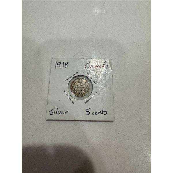 1918 Canada silver 5 cents