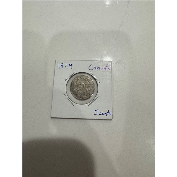 1929 Canada 5 cents