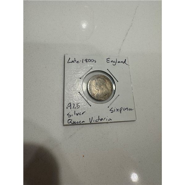 Late 1800's England .925 silver queen Victoria six pence