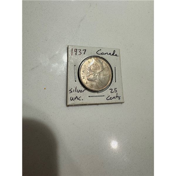 1937 Canada silver .25 cents