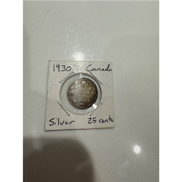 1930 Canada silver .25 cents