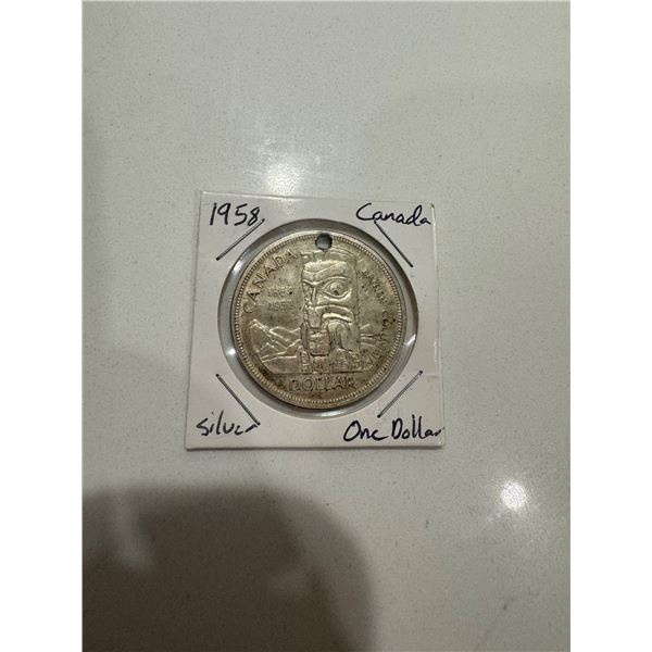 1958 Canada silver one dollar