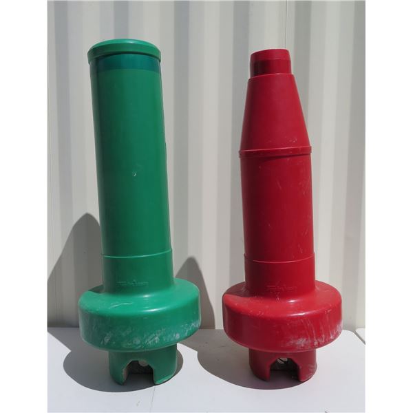 Qty 2 Taylor Made Sur-Mark Can Buoys (1 Red, 1 Green) 16" Dia, 48"H