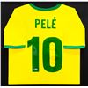 Image 2 : PELE SIGNED AND CUSTOM FRAMED TEAM BRAZIL SOCCER JERSEY (BECKETT COA)