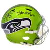 Image 1 : JIM ZORN AND STEVE LARGENT DUAL SIGNED AND INSCRIBED FULL SIZE SEAHAKS HELMET (BECKETT COA)