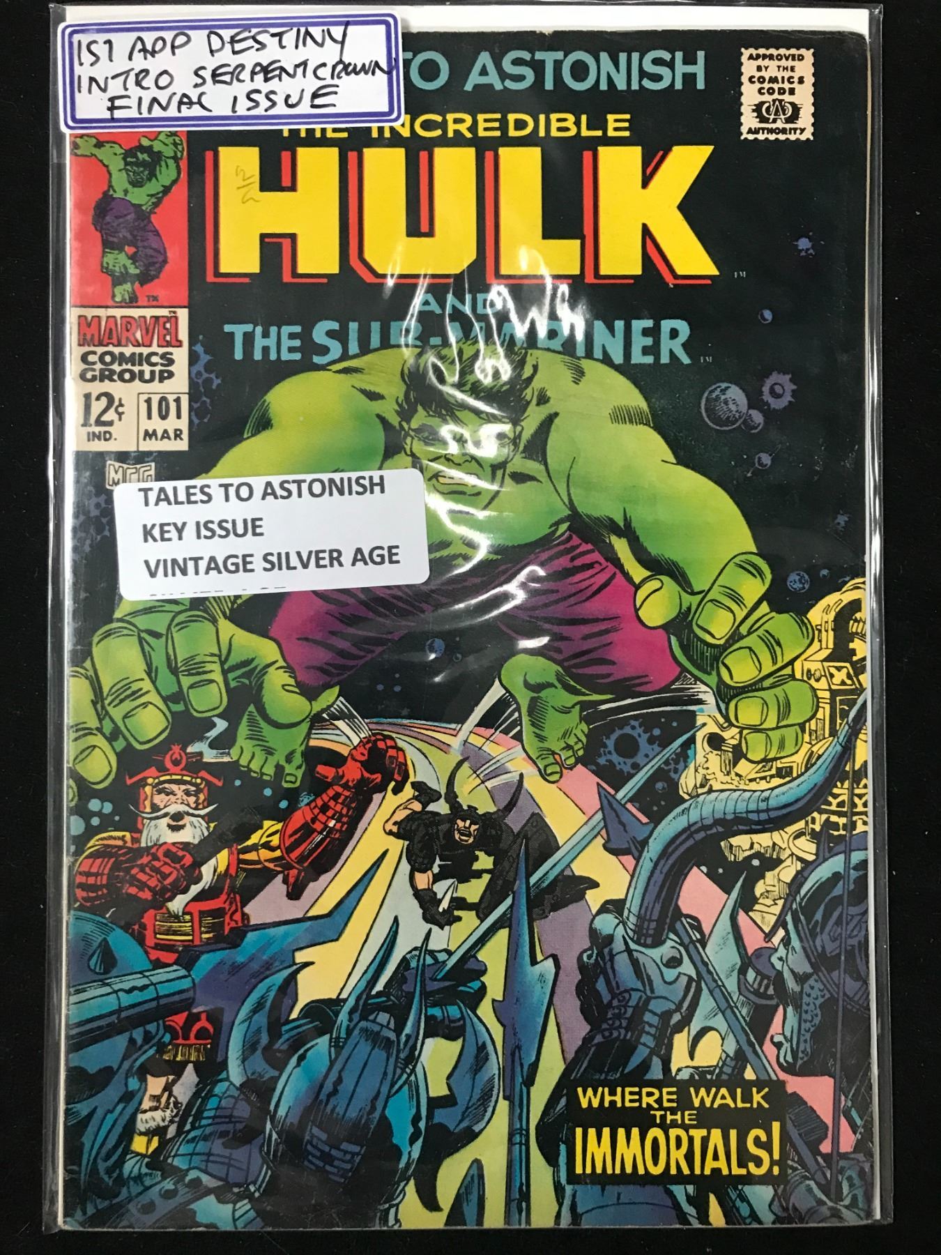 Hulk Sub MARVEL COMICS NO.101 THE INCREDIBLE HULK AND SUB-MARINER (VINTAGE ...