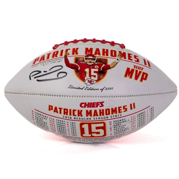 PATRICK MAHOMES SIGNED KC CHIEFS STAT FOOTBALL LTD. EDITION (FANATICS COA)