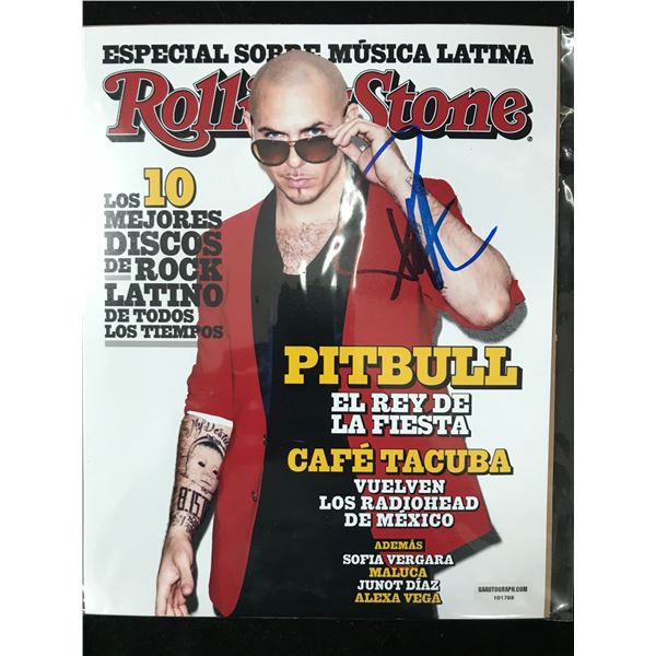 PITBULL SIGNED ROLLING STONES COVER GAA COA