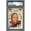 Image 1 : HANK AARON SIGNED 1961 TOPPS TRADING CARD (PSA COA)