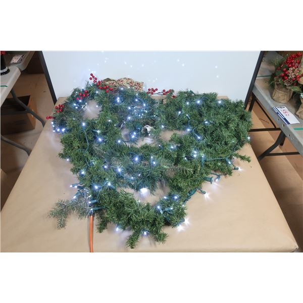2 Guirlandes De Noël En Forme De Goutte Avec Pommes De Pin Et Nœud Velours - 60 Cm - Décoration Porte, Escalier - 10