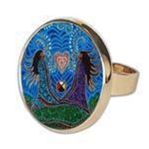 Leah Dorion First Nations Artist - Adjustable Vegan Leather Ring -" Breath of Life" 1