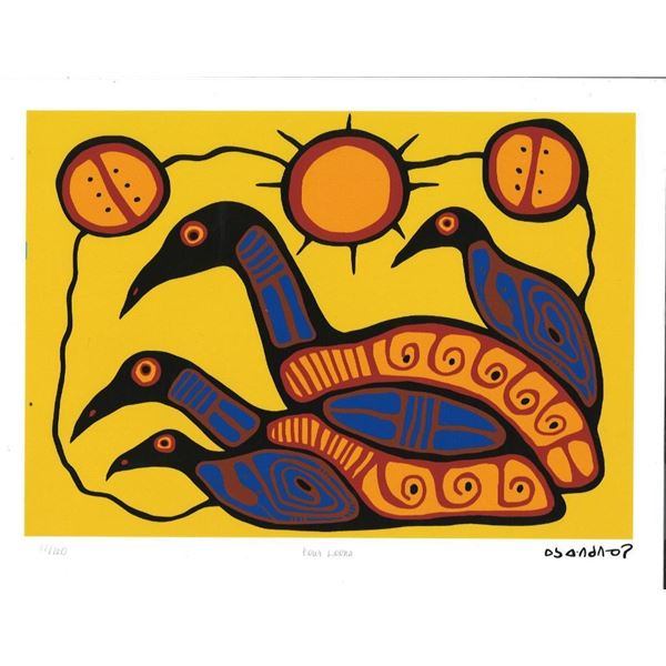 Norval Morrisseau (1932-2007) - A Shaman's Legacy Collection - "Four Loons", Limited Edition Giclee 