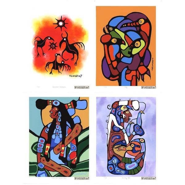 Norval Morrisseau (1931-2007) Art Folio No. 3 - 4 images, 11 x14" Giclees, Plate Signatures, Matched