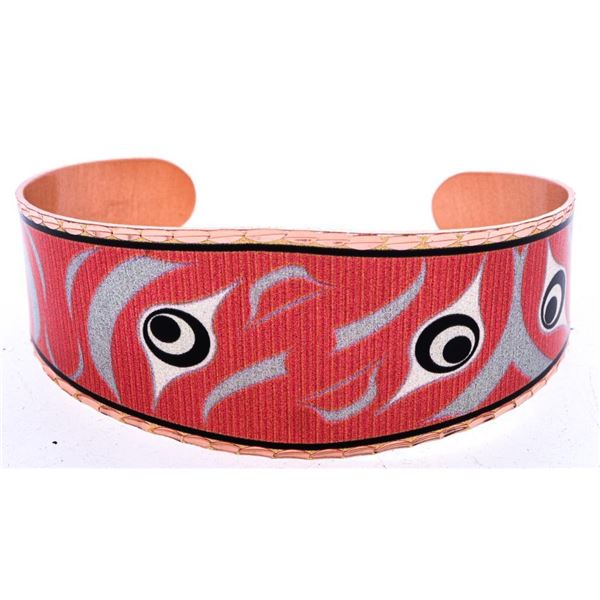 Copper  Reflections - Bangle Cuff Bracelet, Silver Plated & Diamond Cut Designs on Copper. Adjustabl