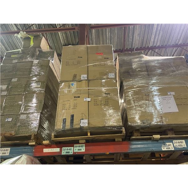 PALLET OF TRUMPET CLEAR DECORATIVE FLUTED VASES